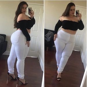 Smocked off the shoulder crop top with long sleeve